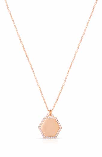 Gilded Hexagon Pendant Necklace