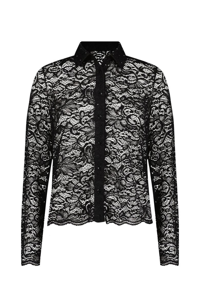 The Noli Shop Jena Lace Button Up Shirt, Alternate, color, Black