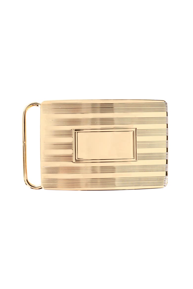 30mm Sterling Silver Engine Turned with Large Loop Compression Belt Buckle, Main, color, Gold