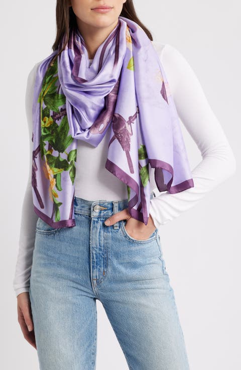 Floral Print Satin Scarf
