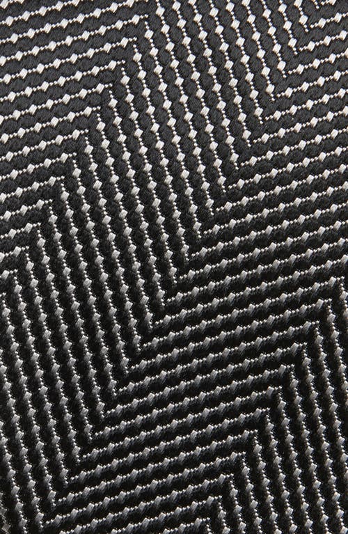 David Donahue Stripe Silk Tie In Black