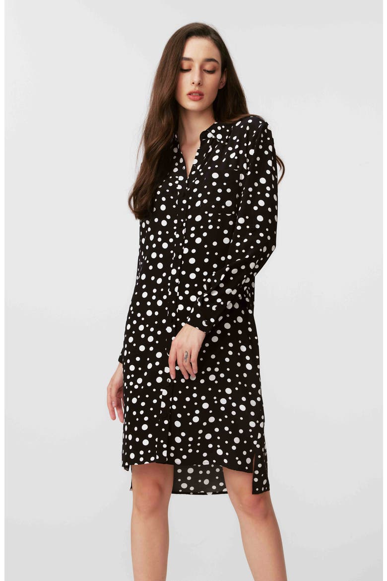 Prita Tie Belt Long Sleeve Shirtdress, Alternate, color, SPOT LIGHT