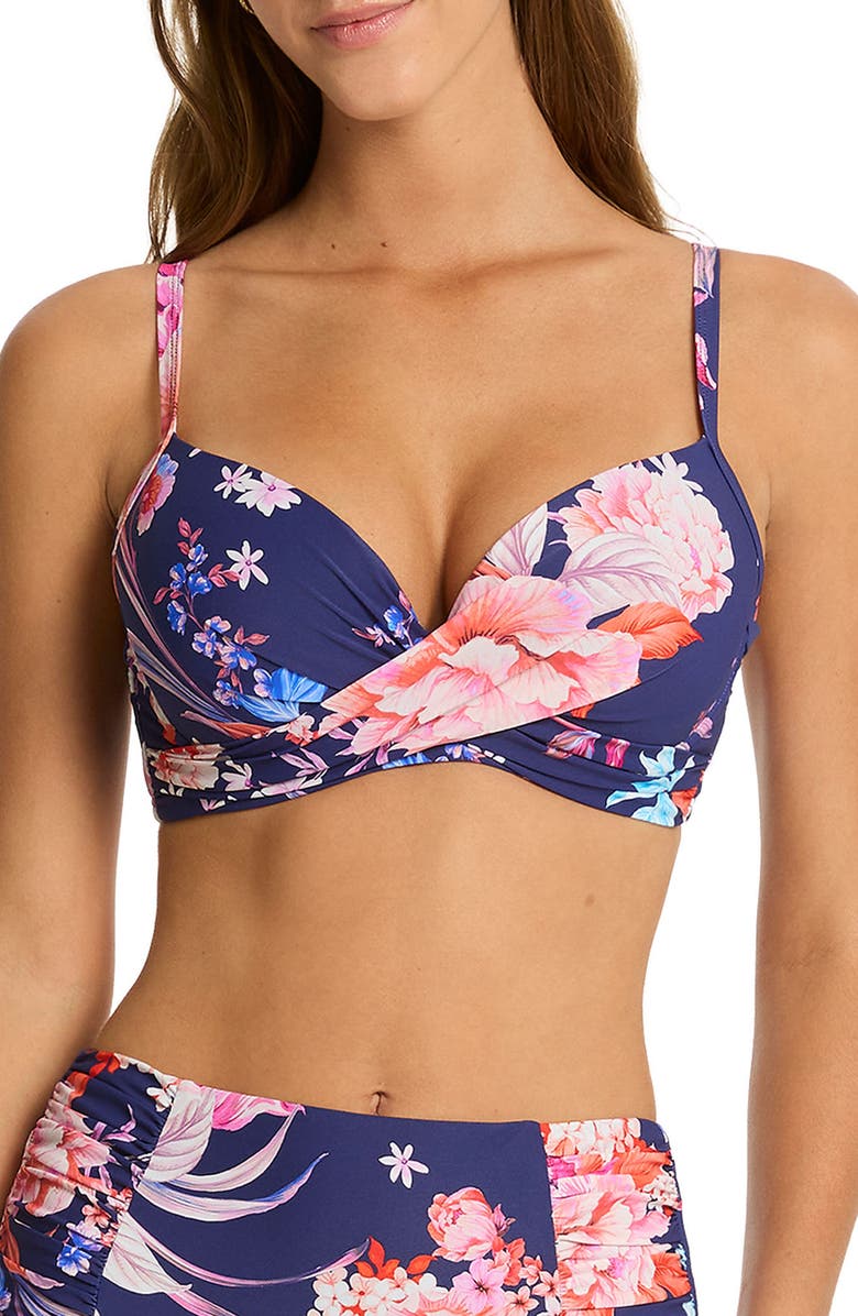 Sea Level Indochine Crossover Bikini Top, Main, color, French Navy