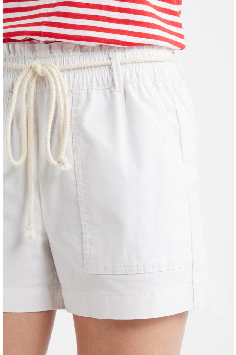 Cotton & Linen Blend Paperbag Waist Shorts, Alternate, color, WHITE