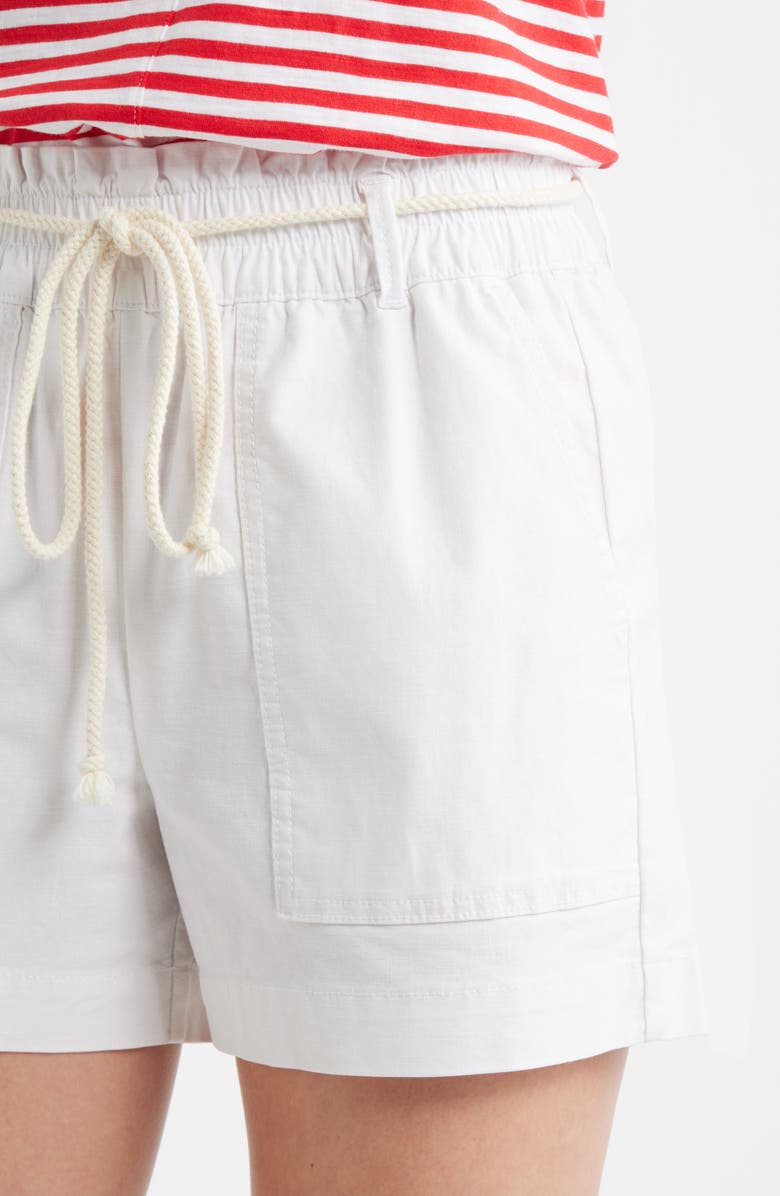 Caslon<sup>®</sup> Cotton & Linen Blend Paperbag Waist Shorts, Alternate, color, White