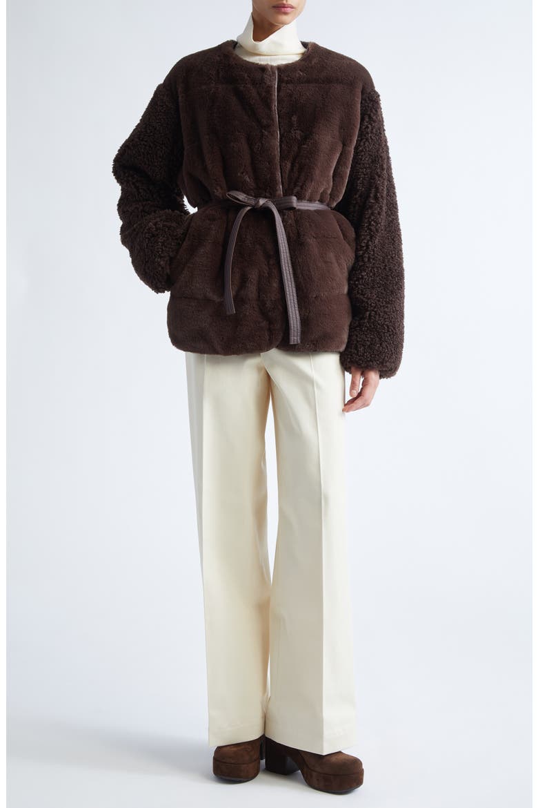 Jouillat Faux Fur Down Jacket, Alternate, color, RAISIN