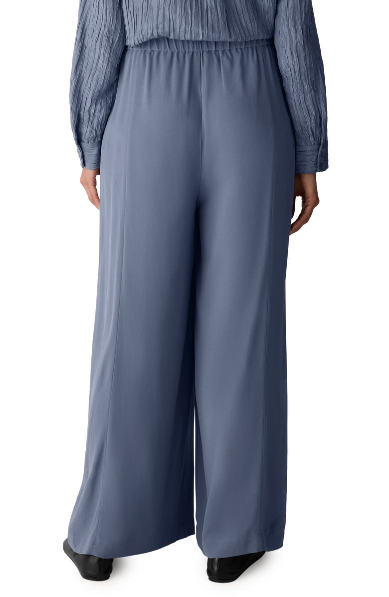Eileen Fisher Pull-On Satin Wide Leg Pants, Alternate, color, Flint