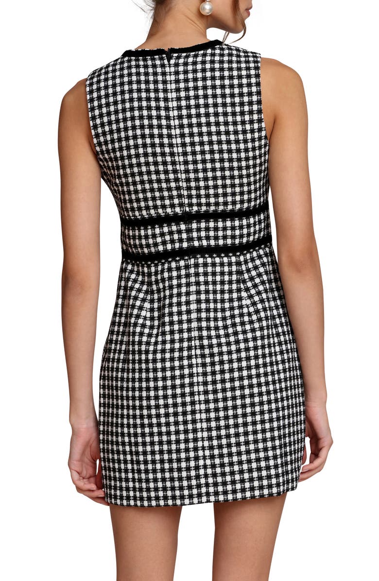 Avec Les Filles Bow Tweed Dress, Alternate, color, White-Black