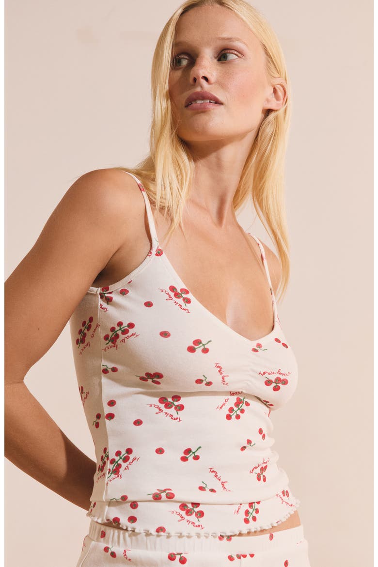 Tige Tomato Print Camisole, Alternate, color, WHITE