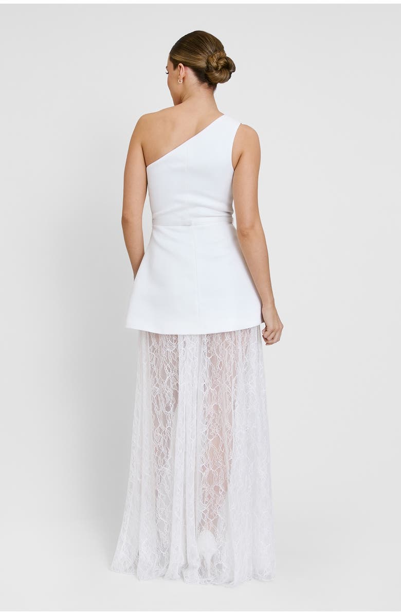 Six Stories One Shoulder Satin Lace Skirt Dress, Alternate, color, White