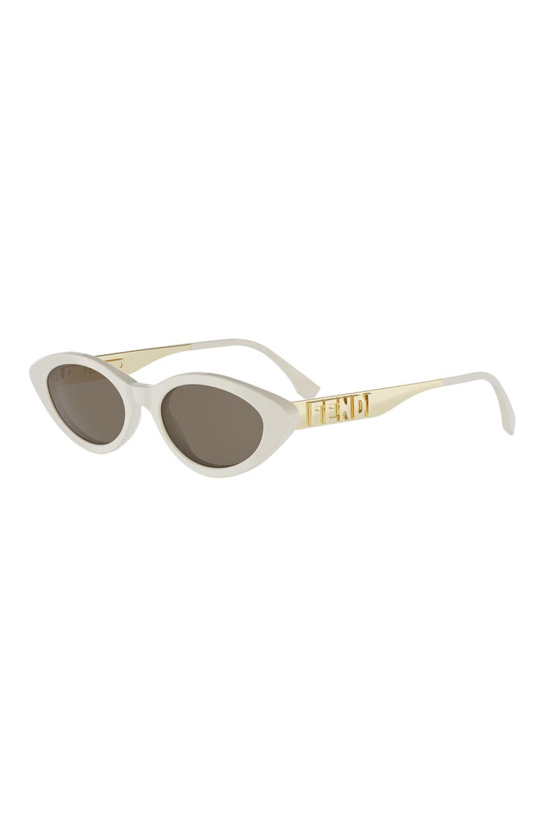 Fendigraphy 51mm Cat Eye Sunglasses, Alternate, color, IVORY / BROWN