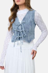 Blu Pepper Floral Front Tie Vest