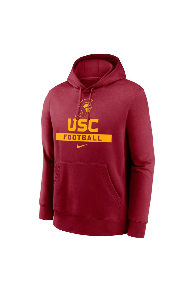 Men's Nike Cardinal USC Trojans Football Stack Club Fleece Pullover Hoodie, Alternate, color, Cardinal