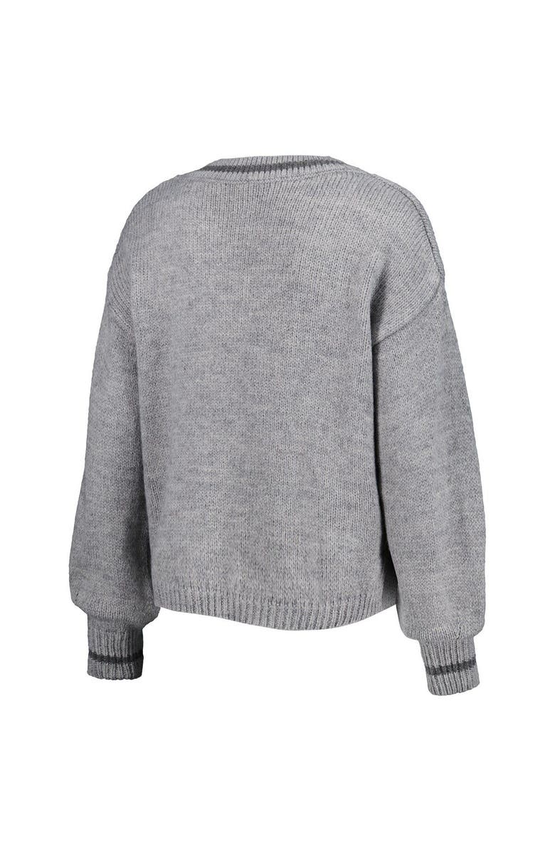 LUSSO Women's Lusso Gray Golden State Warriors Scarletts Lantern Sleeve Tri-Blend V-Neck Pullover Sweater, Alternate, color, Gray