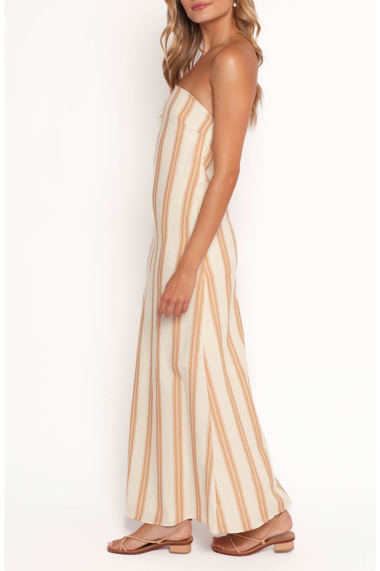 Luisa Stripe Strapless Cotton Maxi Dress, Alternate, color, BROWN STRIPE