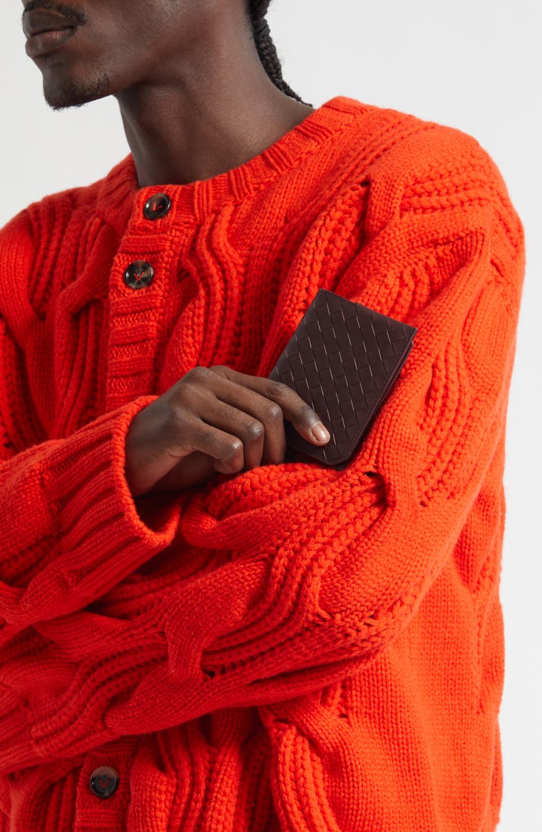 Bottega Veneta Piccolo Intrecciato Leather Bifold Wallet, Alternate, color, 2263 Dark Barolo/ Silver