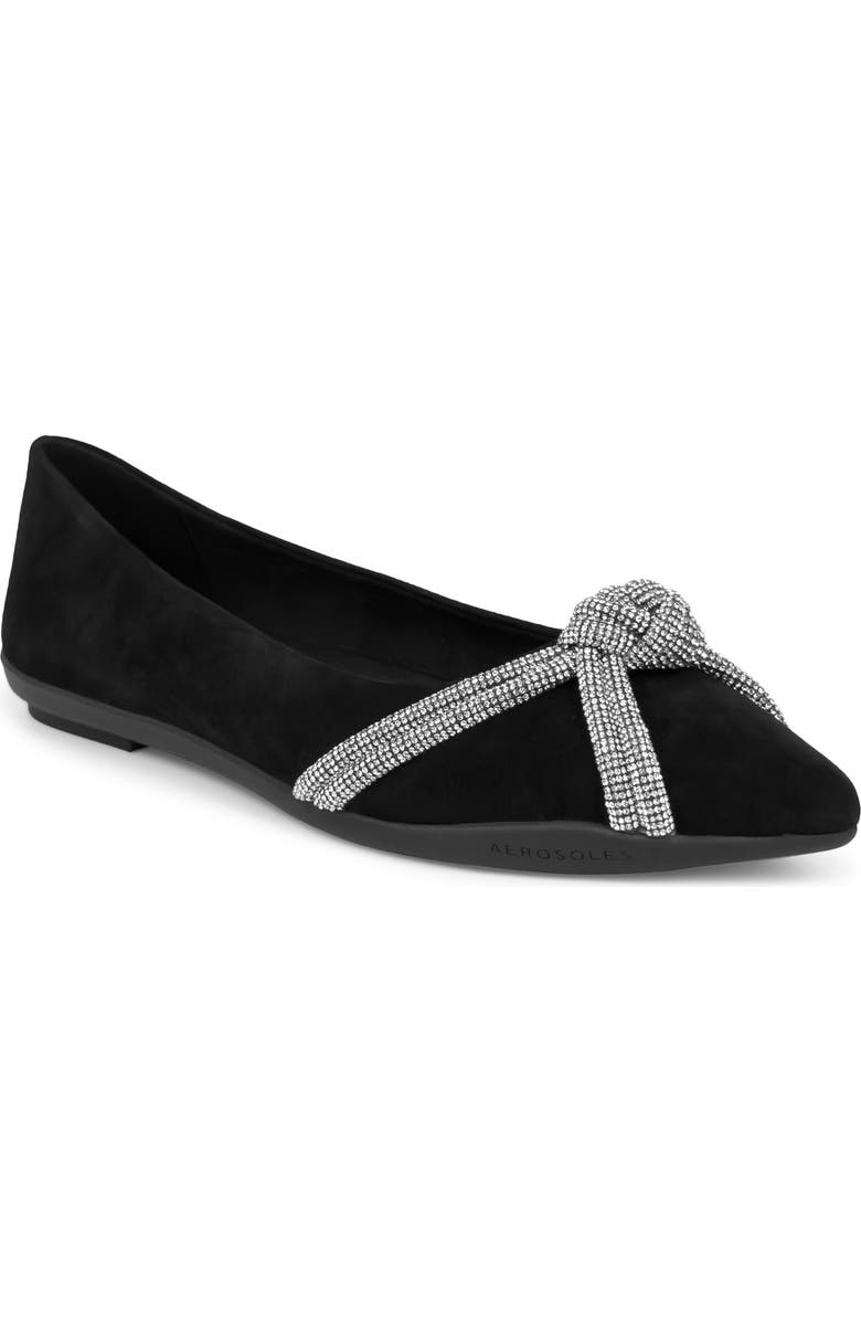 Aerosoles Damir Suede Crystal Embellished Flat, Main, color, Black Suede
