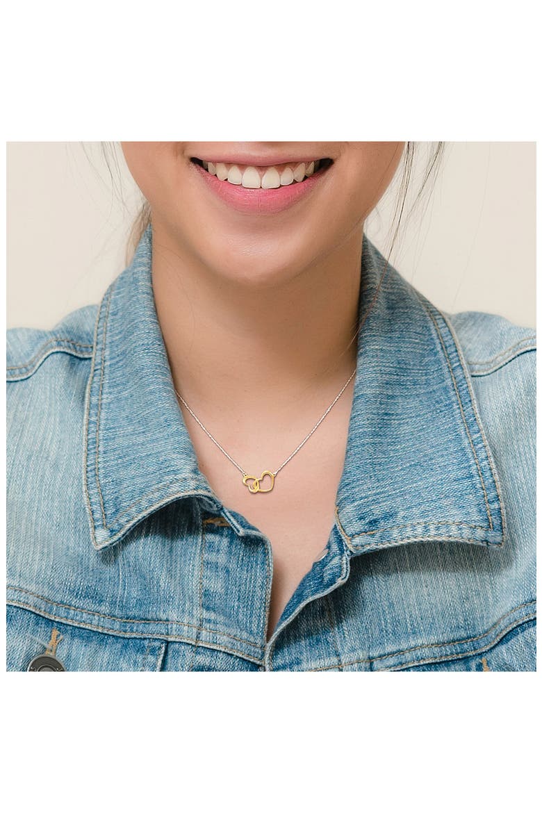 Double Heart Necklace, Alternate, color, YELLOW GOLD