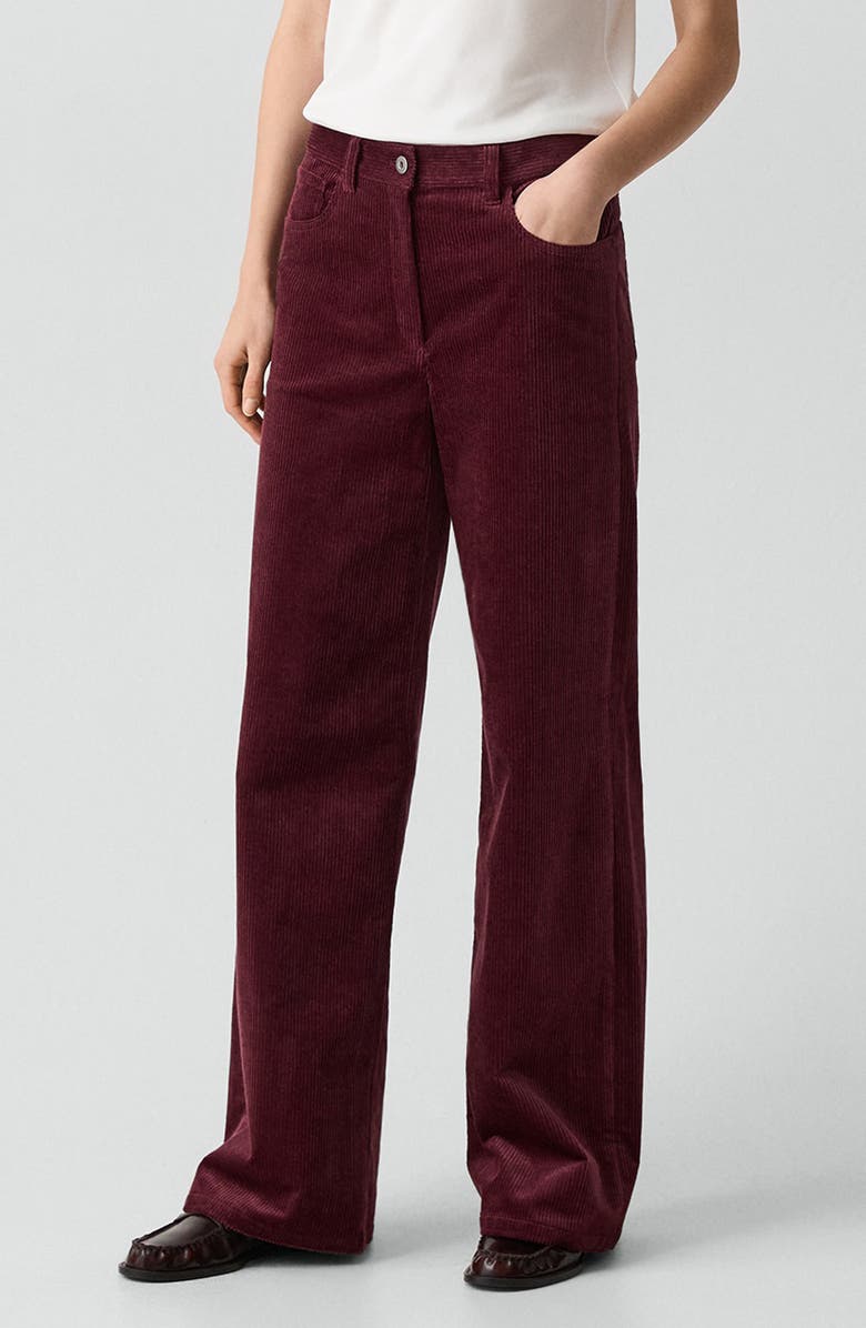 Theory Wide Leg Corduroy Pants, Alternate, color, Port Red