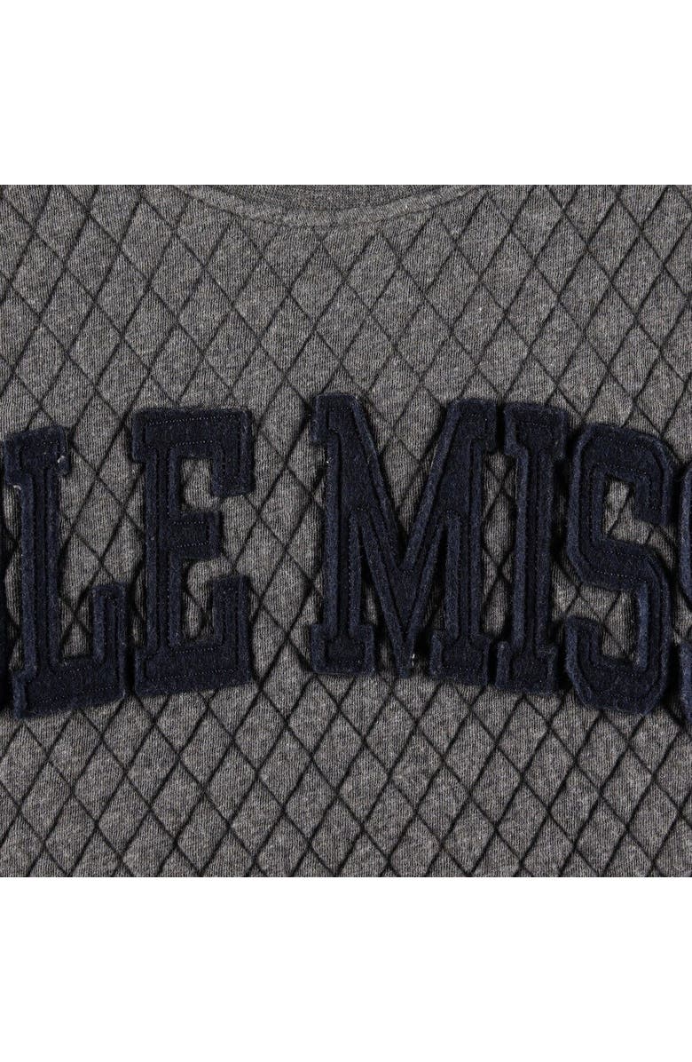 PRESSBOX Women's Pressbox Heather Charcoal Ole Miss Rebels Moose Quilted Pullover Sweatshirt, Alternate, color, Heather Charcoal