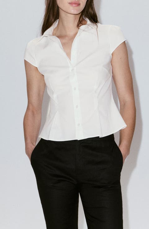 Fitted Short Sleeve Button-Up Shirt