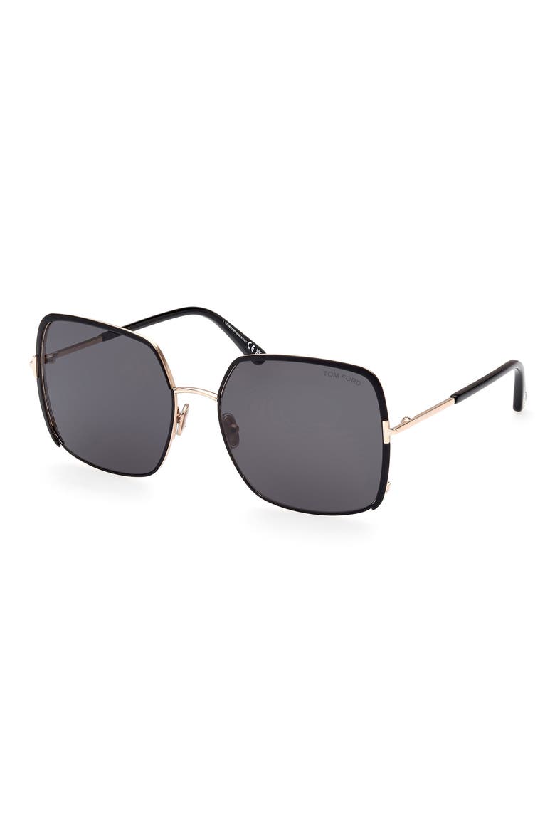 Raphaela 60mm Butterfly Sunglasses, Alternate, color, SHINY GOLD/ SMOKE