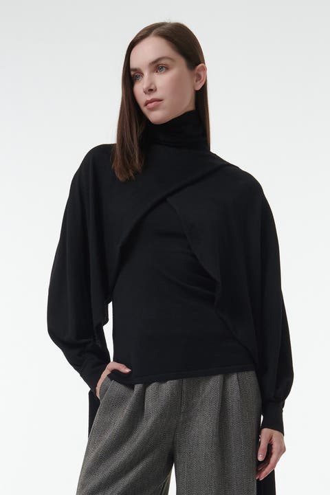 Layered Butterfly Sleeve Knitted Sweater