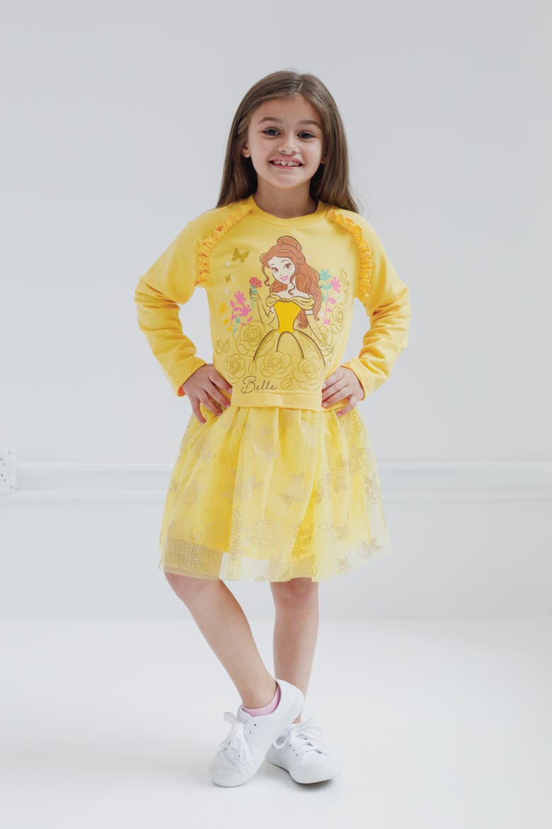 Princess Long Sleeve Tutu Dress, Alternate, color, Yellow Belle