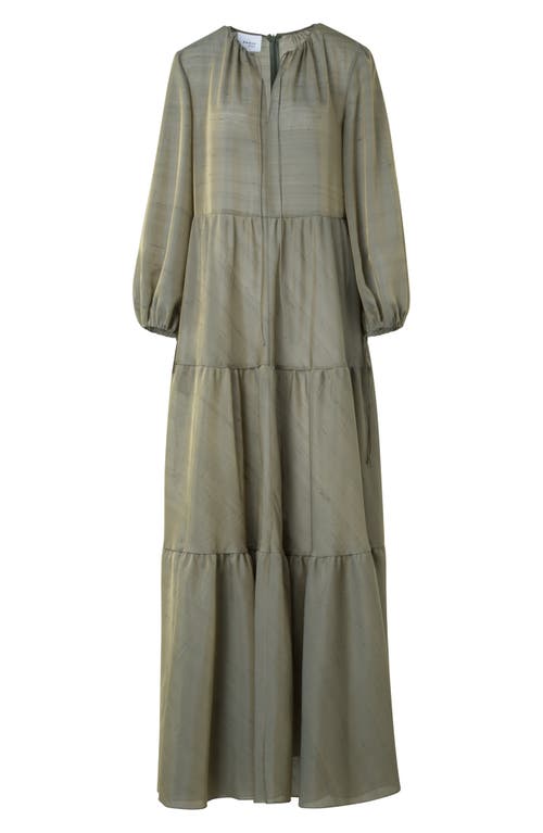 Akris Punto Boho Long Sleeve Tiered Maxi Dress In Green