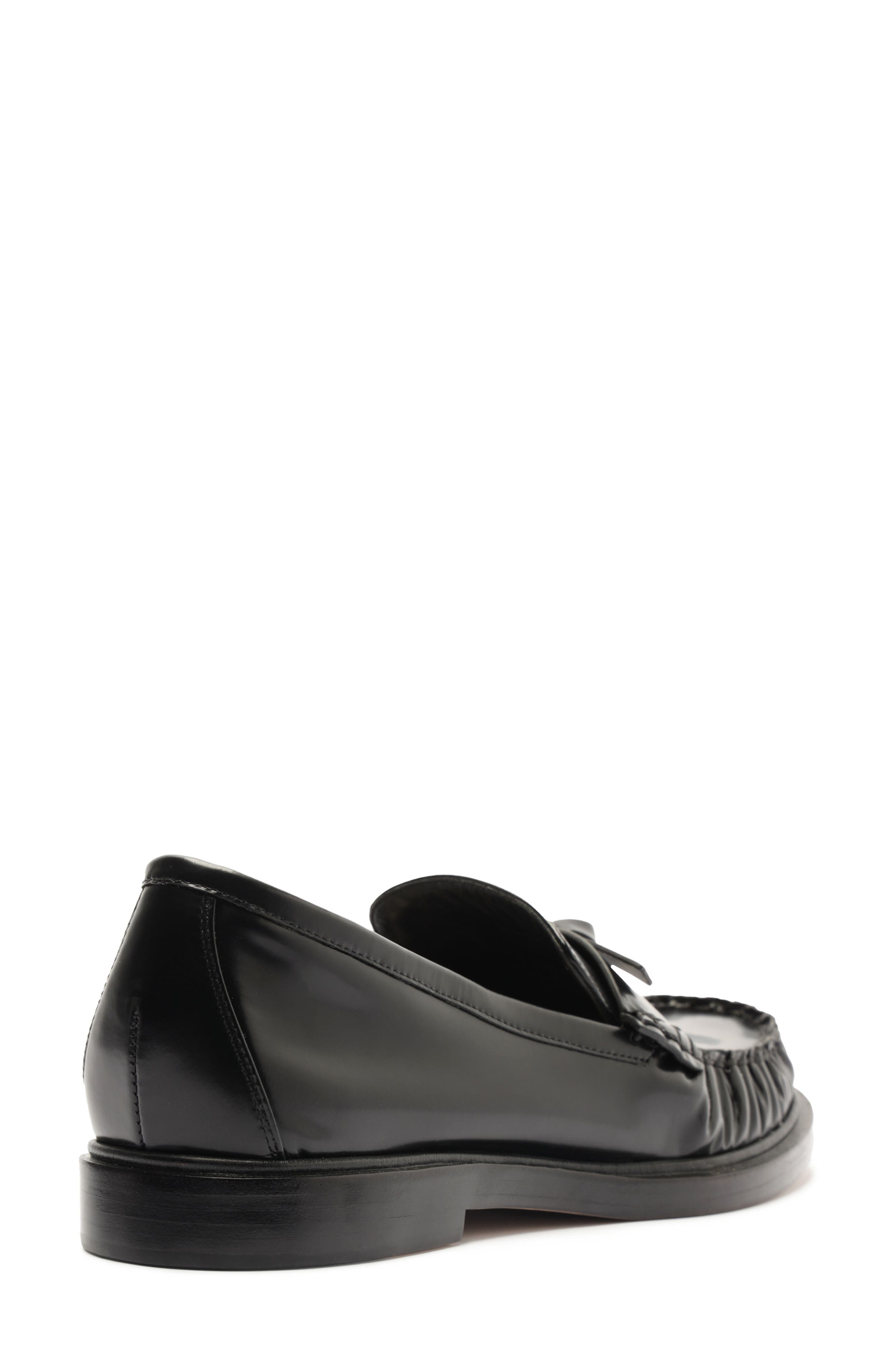 Clarita Laser Bow Loafer, Alternate, color, BLACK