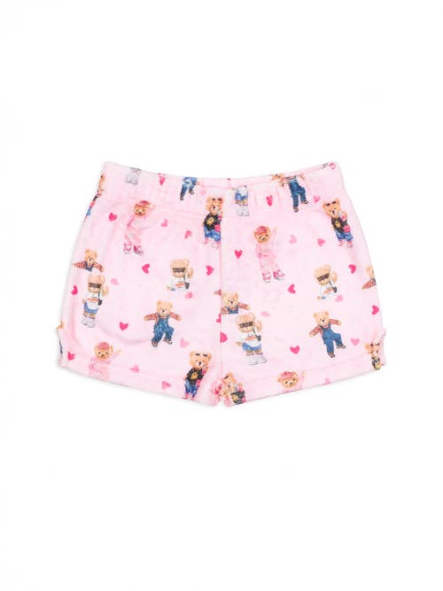 Preppy Goose Plush Teddy Bears Loungewear Shorts In Pink