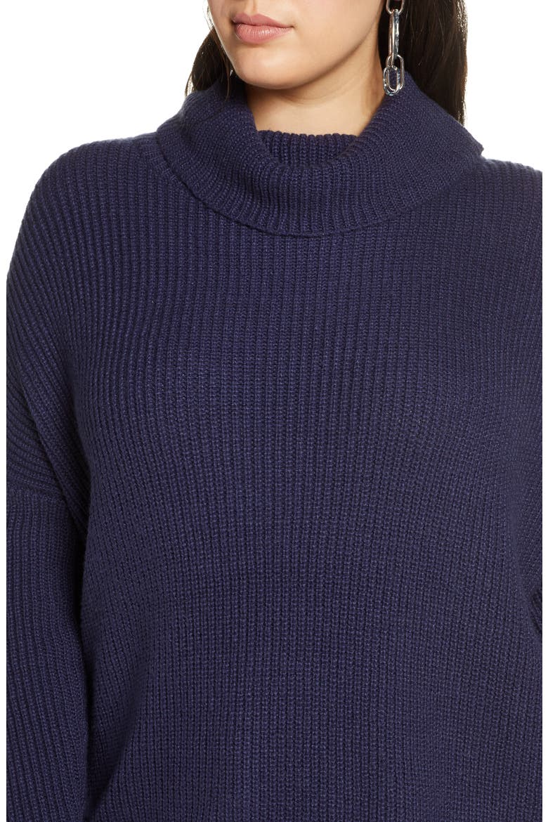 Oversized Turtleneck Tunic Sweater, Alternate, color, NAVY PEACOAT
