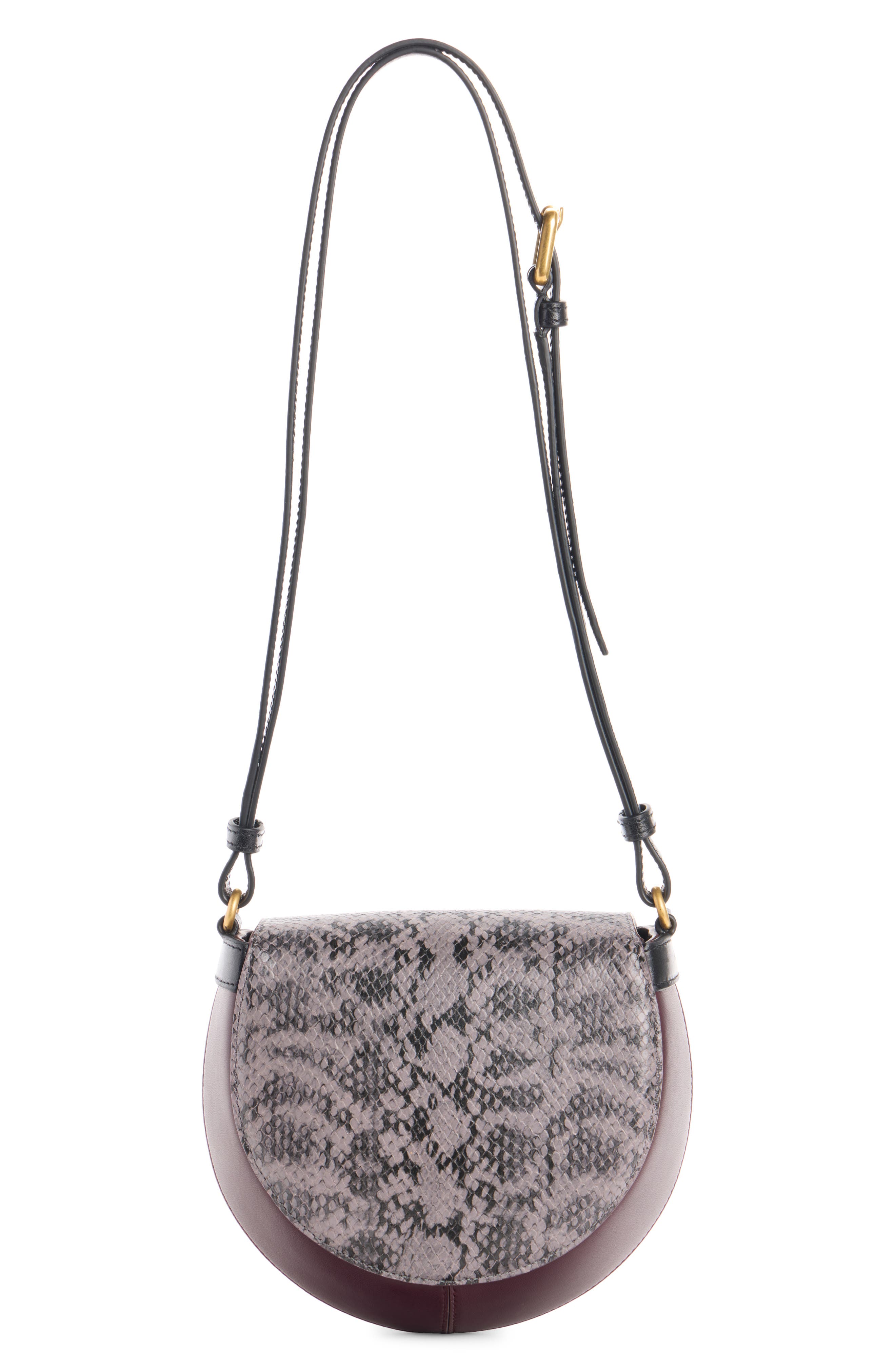 Elaphe Snake Embossed Leather Crossbody Bag, Main, color, TAUPE 811
