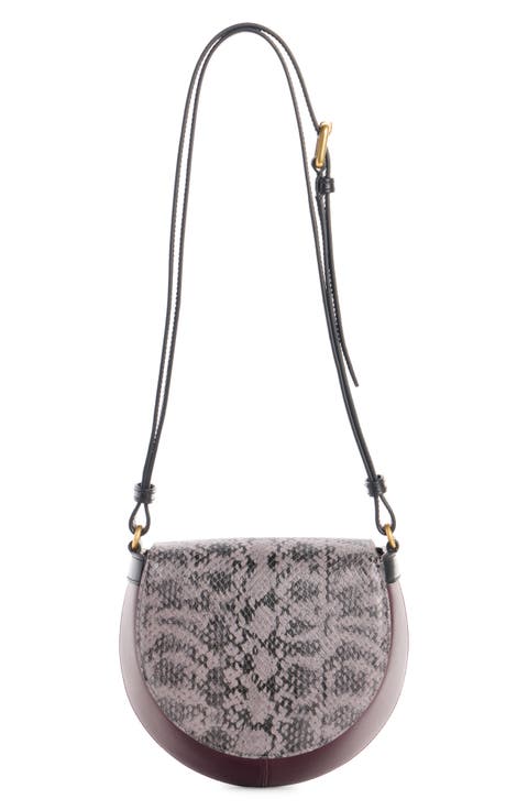 Elaphe Snake Embossed Leather Crossbody Bag