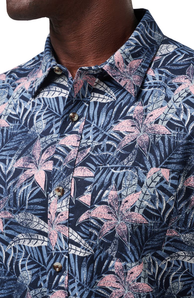 TravisMathew Shoot the Channel Floral Short Sleeve Stretch Button-Up Shirt, Alternate, color, 