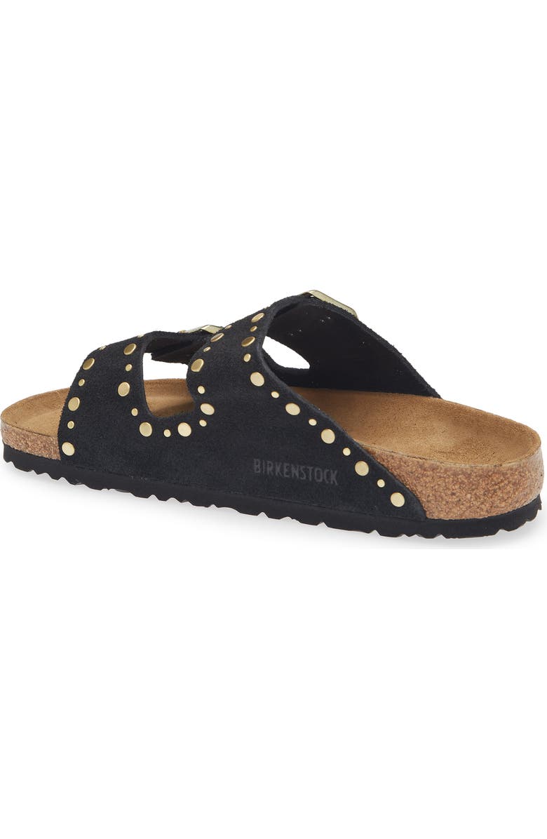 Birkenstock Arizona Rivets Studded Slide Sandal, Alternate, color, Black Suede