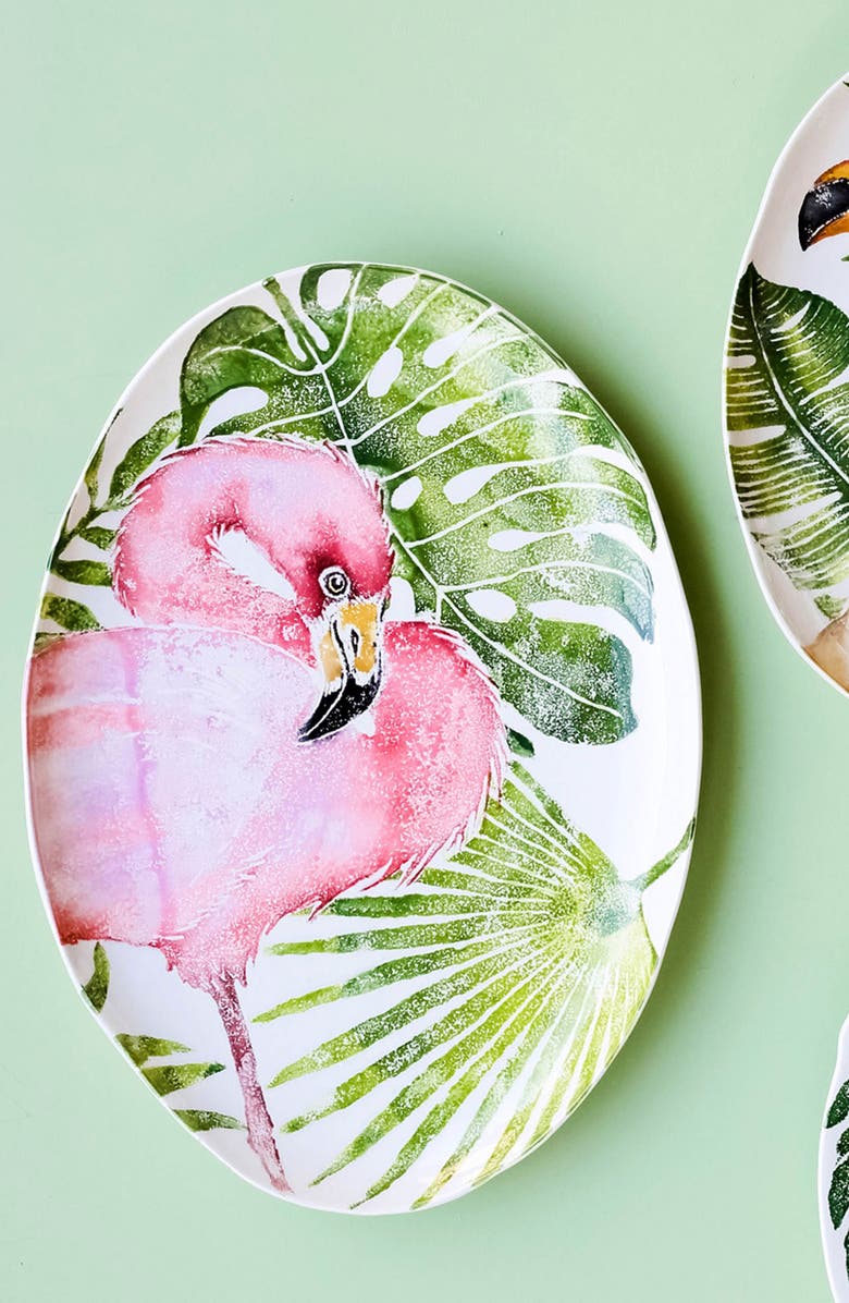 VIETRI Into the Jungle Flamingo Oval Platter, Alternate, color,