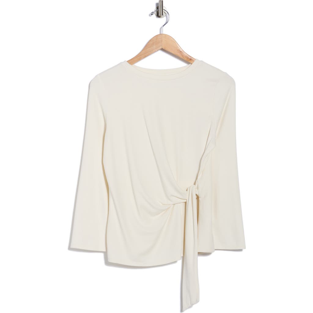 Nordstrom Rack Three Quarter Sleeve Side Tie Knit Top In White