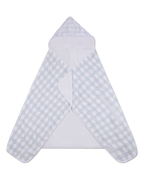 Minimoi Boys Cozy Plaid Hooded Cotton-lined Terry Towel In White