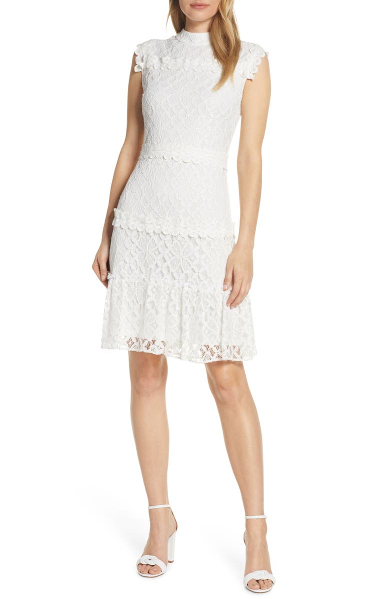 Julia Jordan Lace Sheath Dress, Main, color, Ivory
