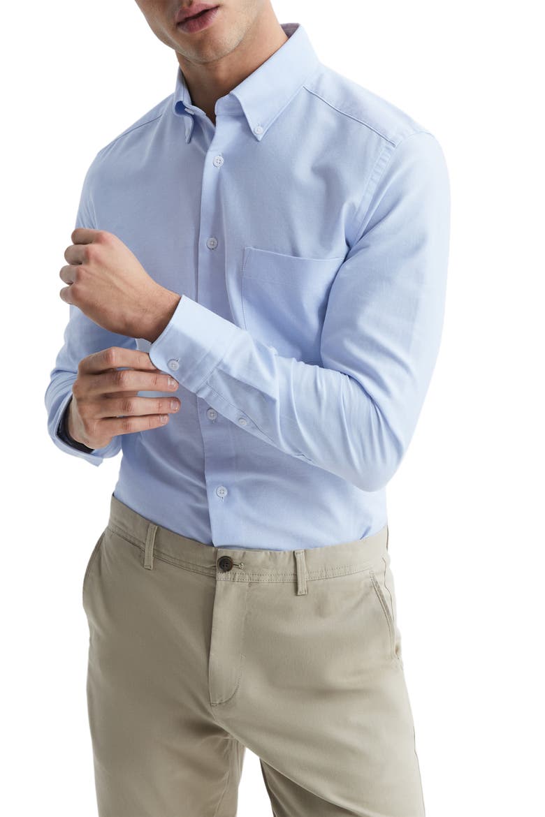Greenwich Slim Fit Button-Down Shirt, Main, color, SOFT BLUE