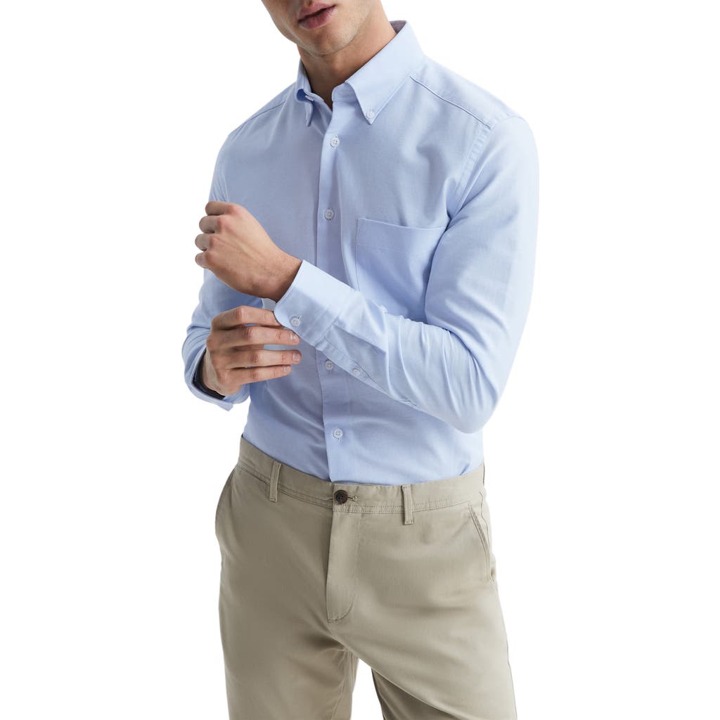Reiss Soft Blue Slim-fit Button-down Collar Cotton Oxford Shirt In Blue