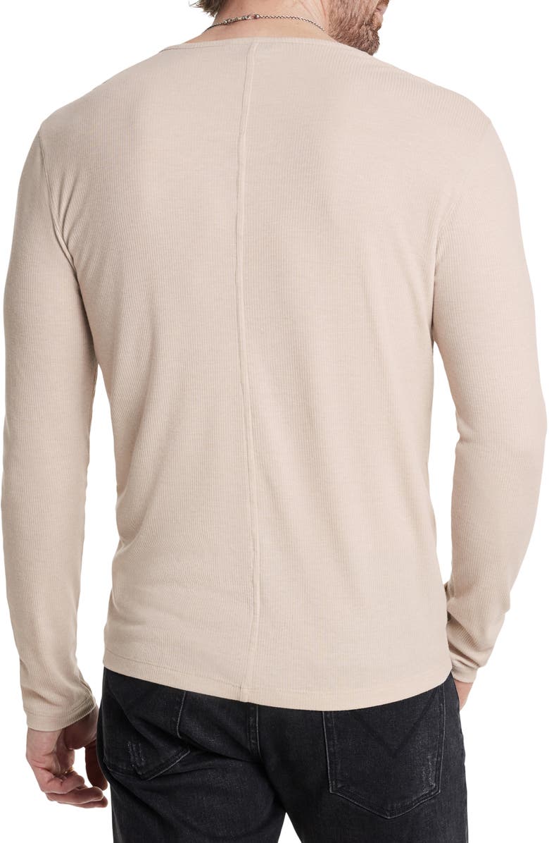 John Varvatos Carver Long Sleeve Lyocell & Wool Henley, Alternate, color, Wheat