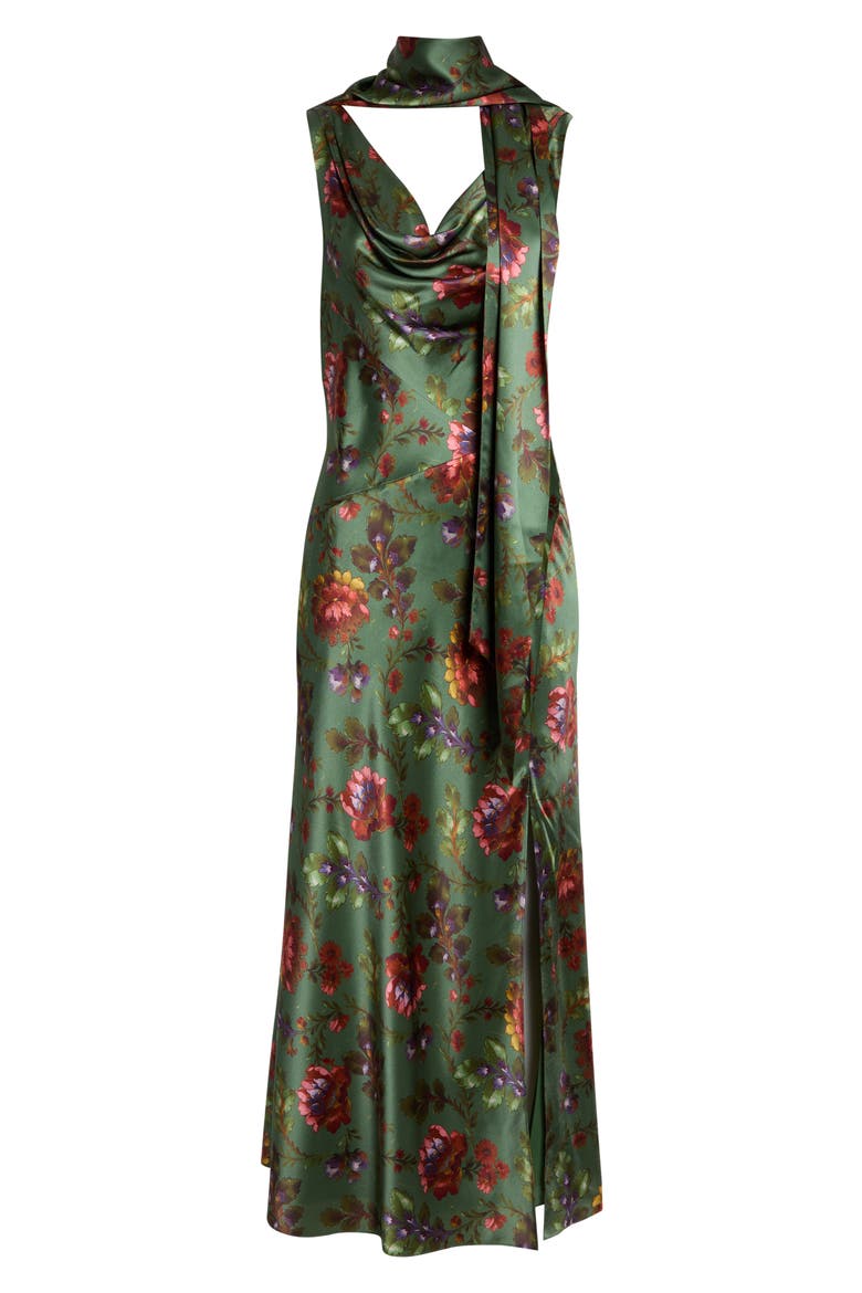 Rosmira Cowl Neck Midi Dress, Alternate, color, DARK IVY MULTI