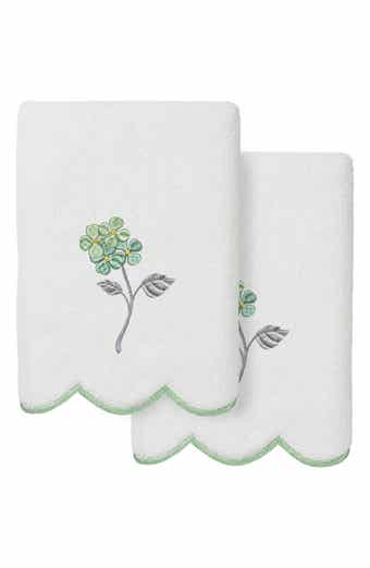 Hydea Embroidered Scallop 2-Piece Hand Towel Set