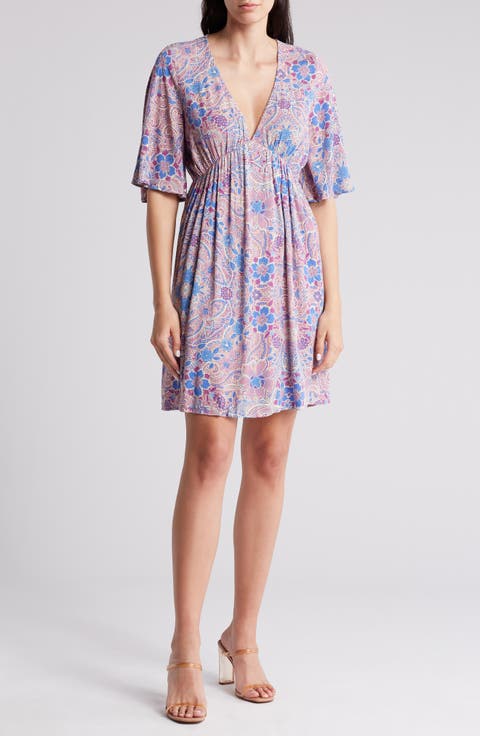 V-Neck Empire Waist Minidress