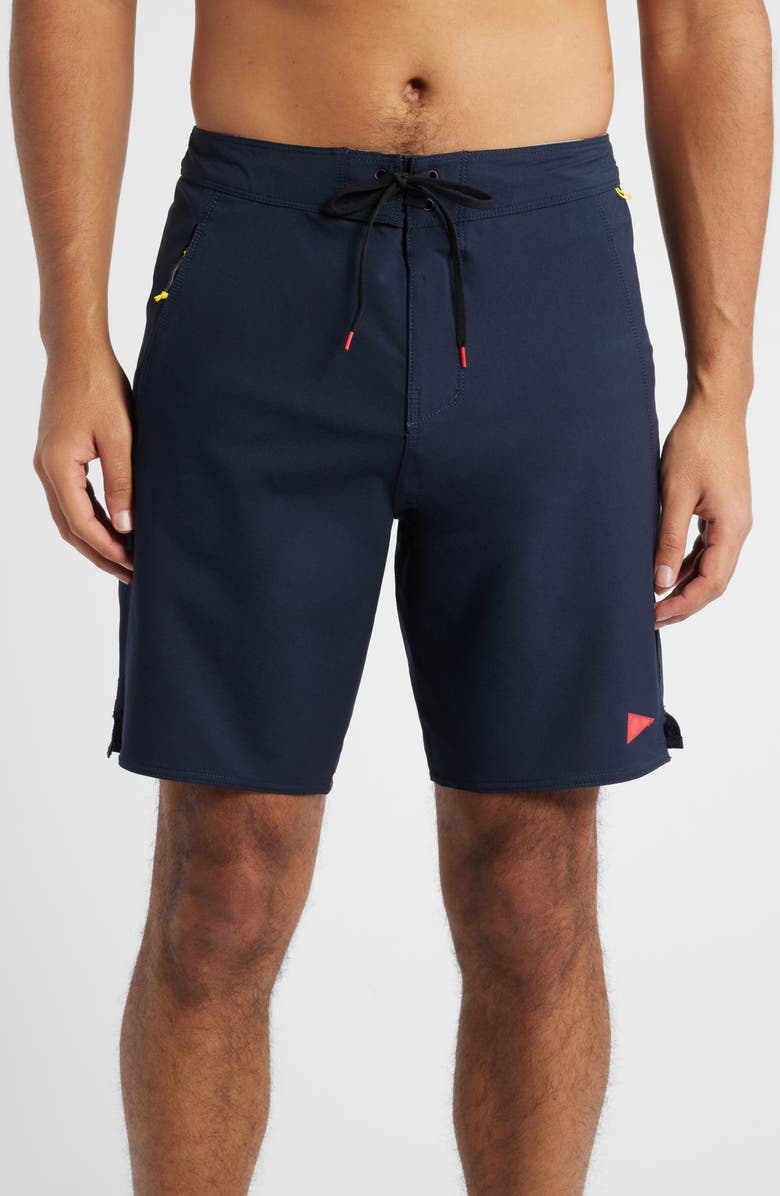 Florence Standard Issue Water Repellent Board Shorts, Main, color, Department Navy