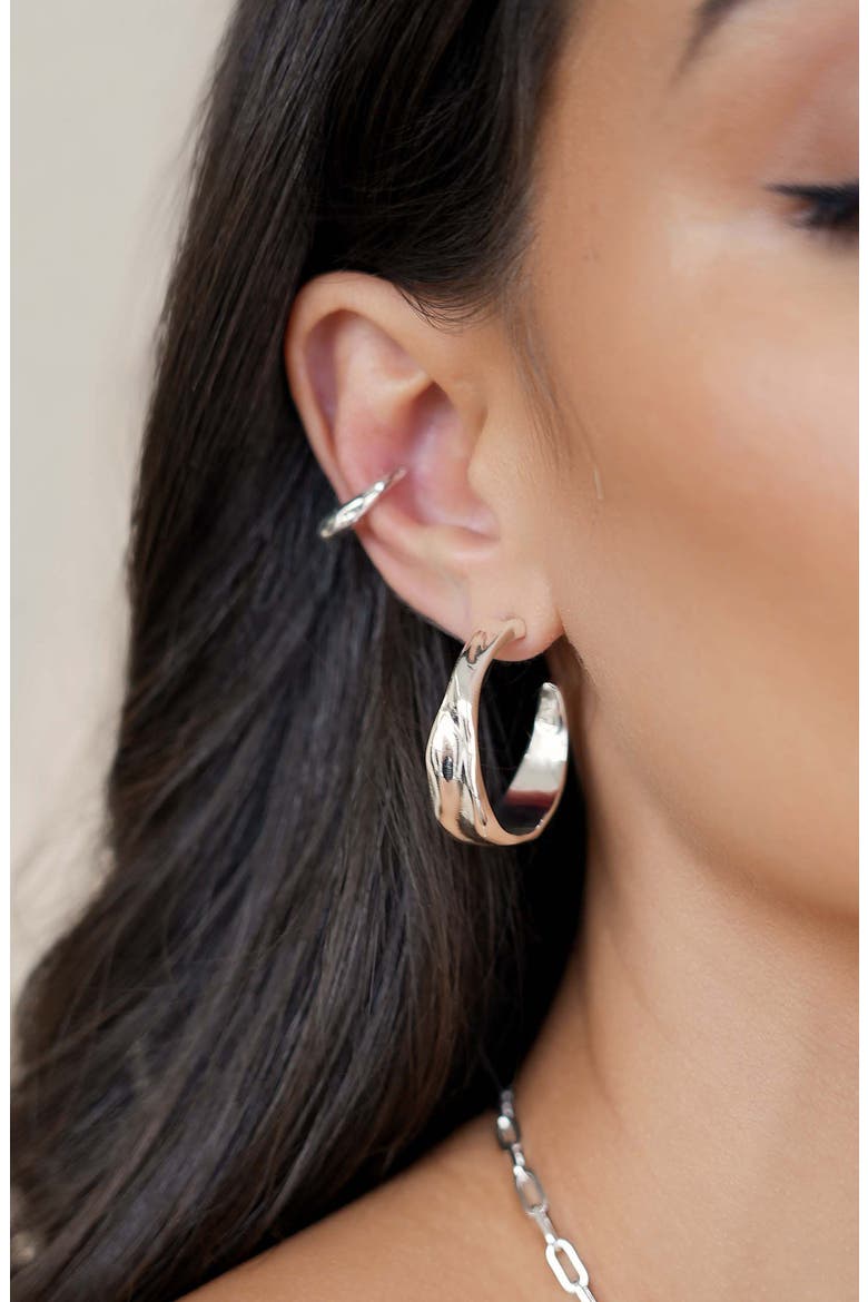 Liquid Luxe Hoop Earrings, Alternate, color, SILVER