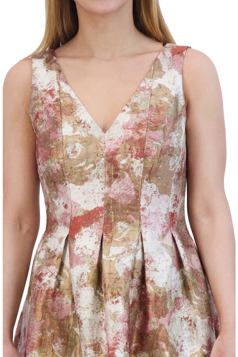 Sleeveless Jacquard Fit & Flare Dress, Alternate, color, BEIGE MULTI