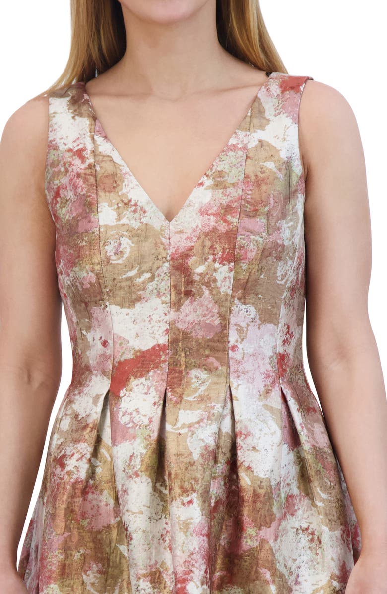 Vince Camuto Sleeveless Jacquard Fit & Flare Dress, Alternate, color, Beige Multi